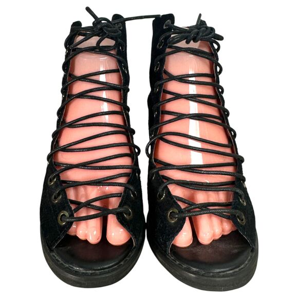 Jeffrey Campbell Cors Lace Up Chunky Heel Boots Booties Heels Size 7.5 - Picture 12 of 12